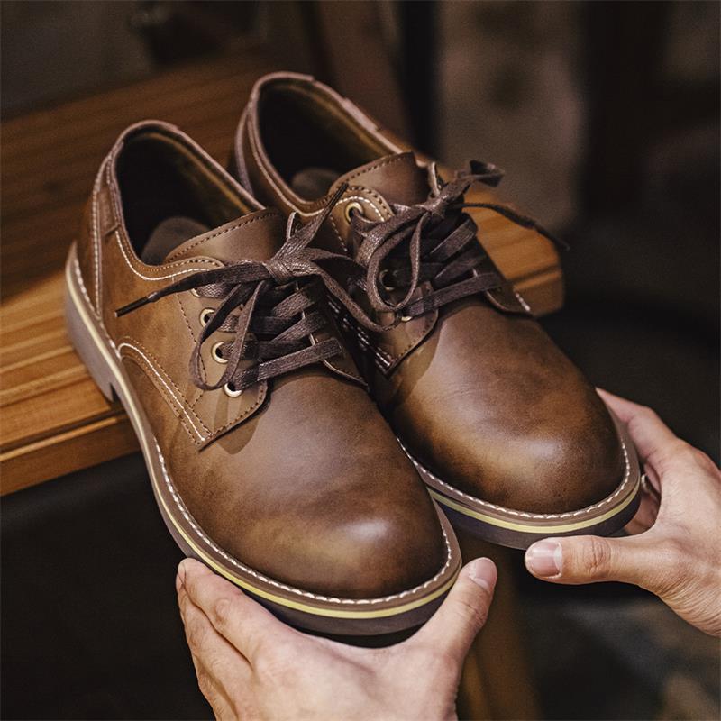 Fashion Men's Retro British Style Casual Leather Shoes foto 4
