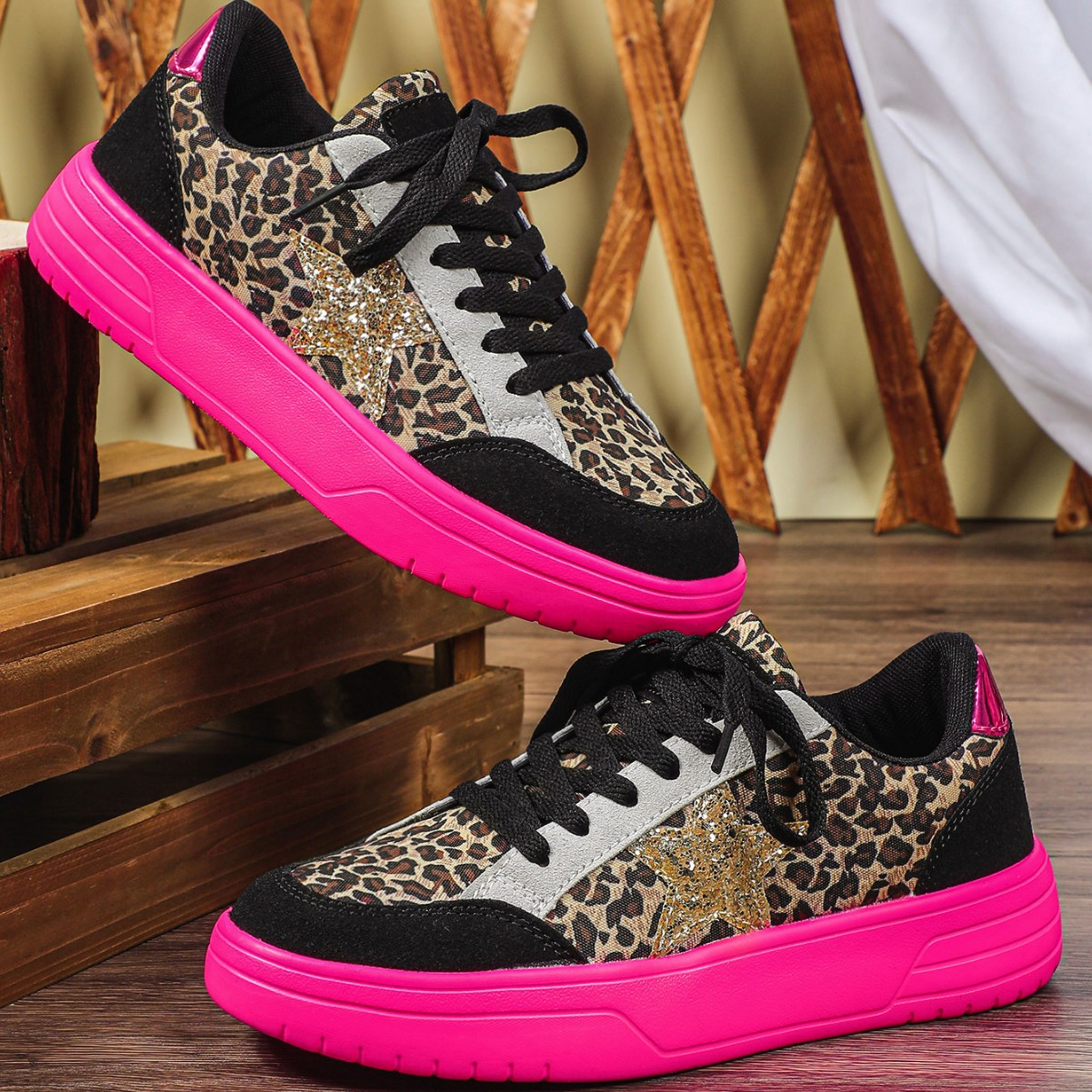 Mens And Womens Leopard-print Skate Shoes With A Personalized Retro Casual Sporty Style foto 5