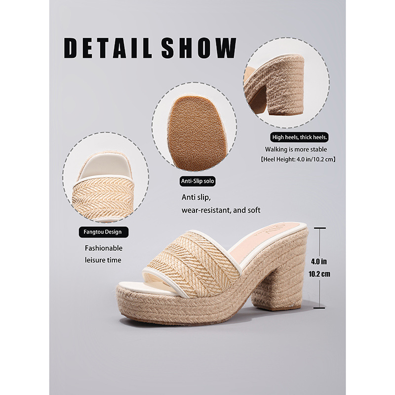 Hemp-rope Wedge Espadrilles With A Strappy High Heel foto 4
