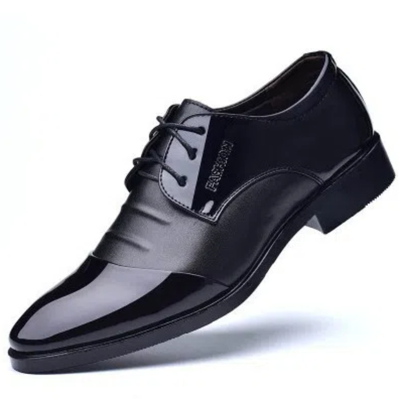 Men's Business Leather Shoes British Style Black foto 4