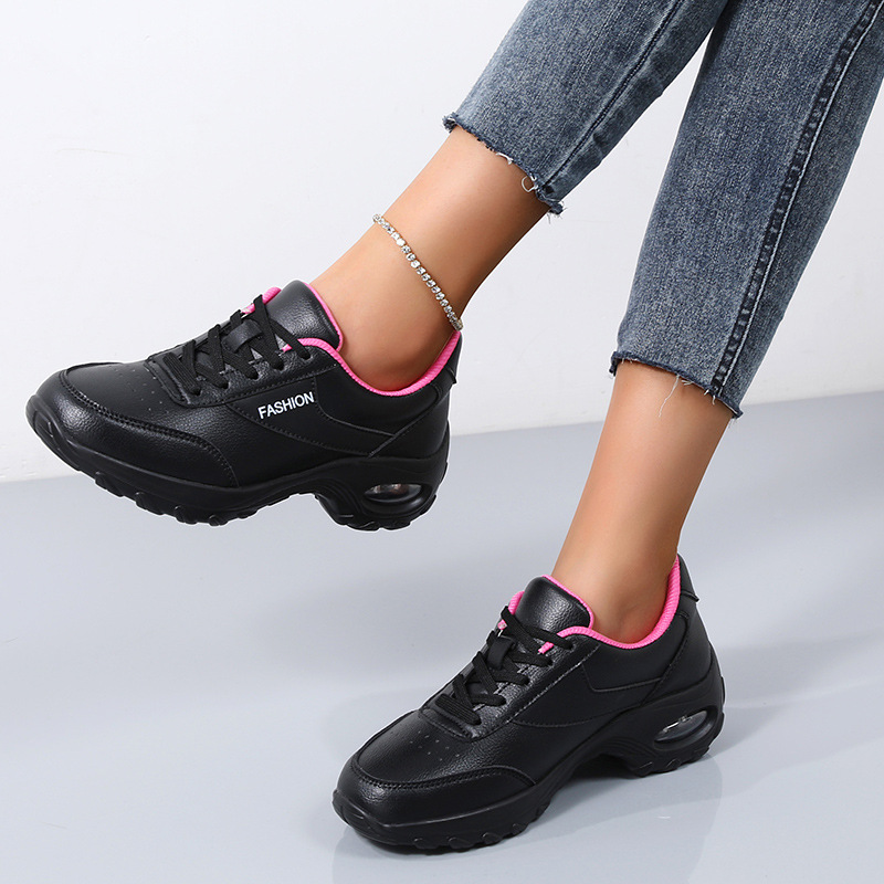 Women's Thick Bottom Spring And Autumn Low Top Leather Surface Plus Size Outdoor Running Shoes foto 3