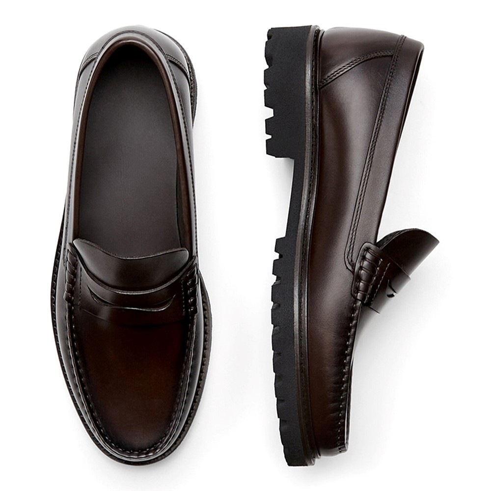 Men's Loafers Leather Shoes First Layer Cowhide Simple Casual Soft Sole Shoes foto 3
