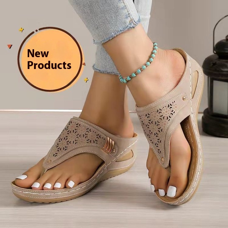 European And American Flip-flops Women's Non Slip Outdoor Wedge Flip-flops foto 4