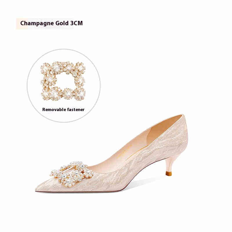 Champagne French Engagement Two-way High Heels foto 5