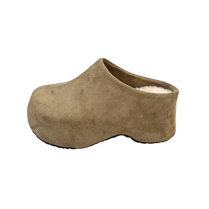 Stylish Round-toe Chunky-heel Platform Closed-toe Half-slipper With Fleece Lining For Warmthtrendy Womens Slippers foto 5