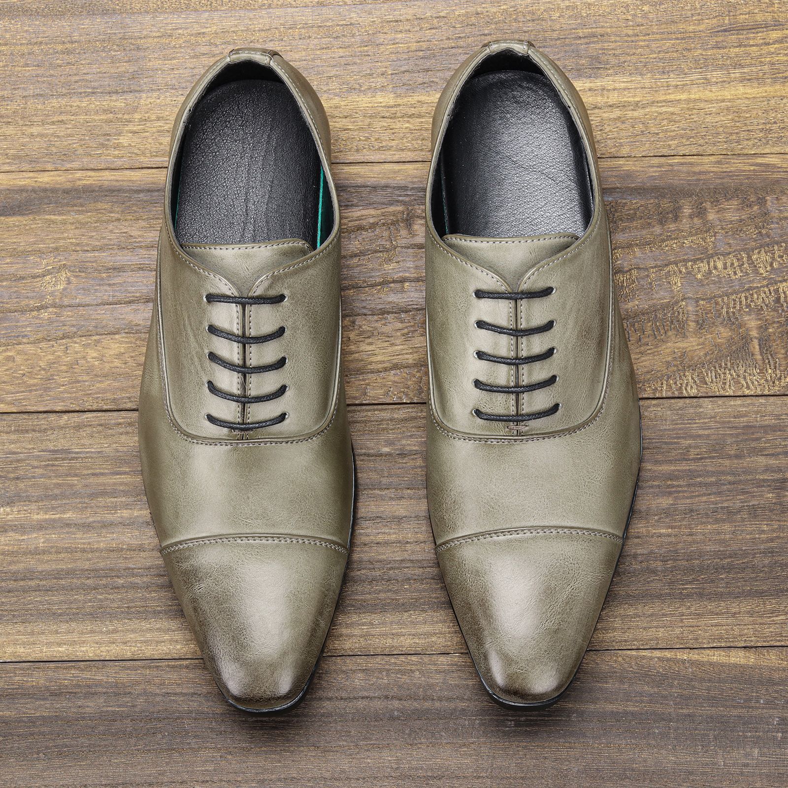 High-end Pointed Oxford Business Shoes Comfortable Classic British Retro Rub Colored Dress Shoes foto 2