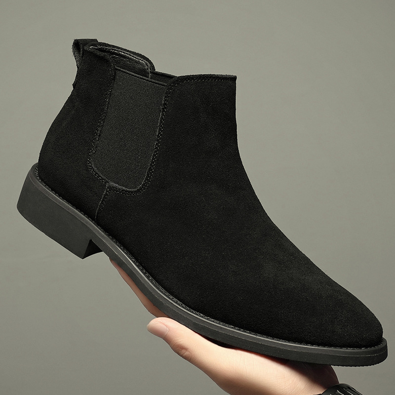 Breathable Autumn And Winter British Style Pointed Suede Short Martin Boots For Men foto 5