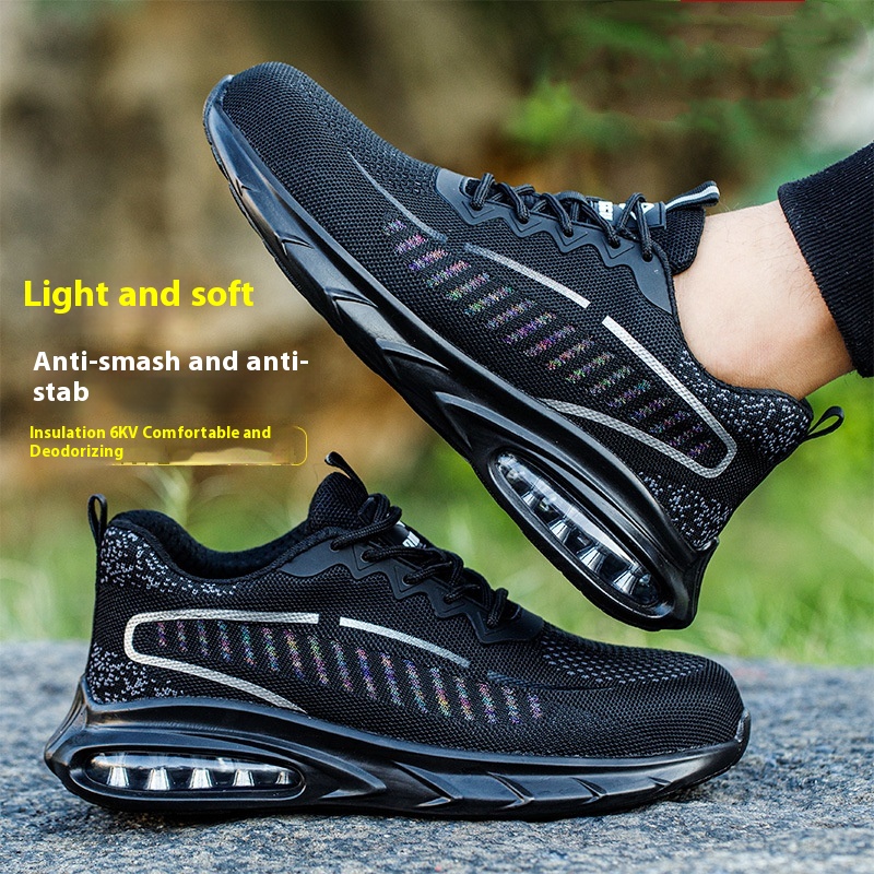 Anti Smashing And Puncture Flying Fabric Lightweight And Comfortable Air Cushion Shock Absorption Protective Work Shoes foto 2