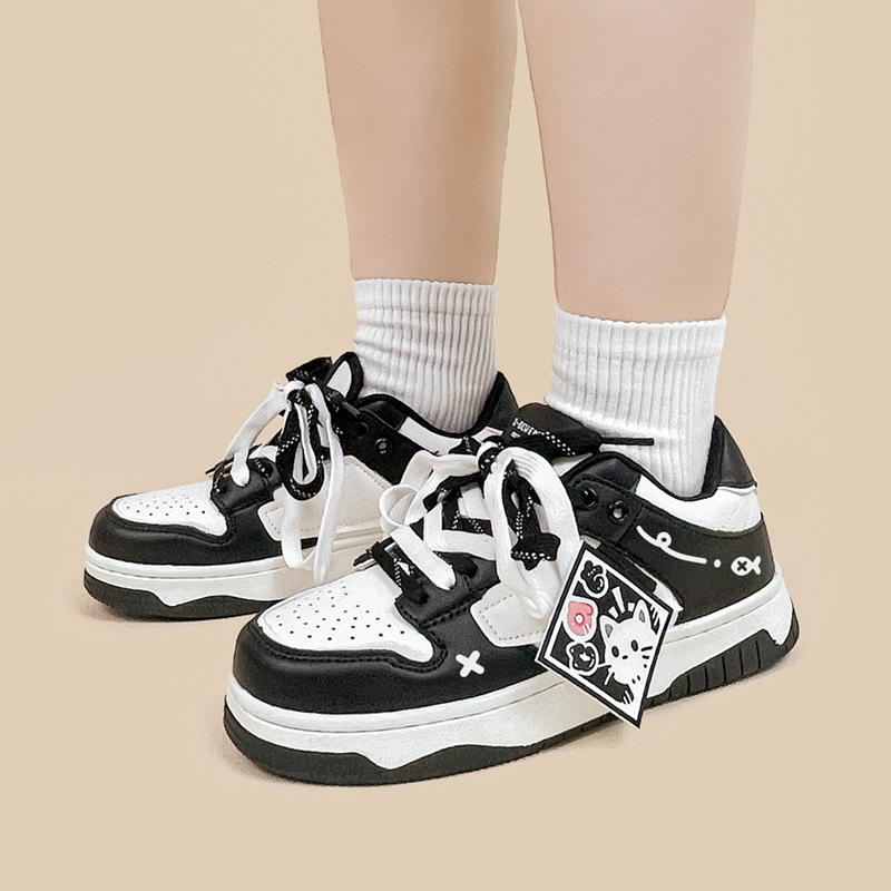 Black And White Board Shoes Women's All-match foto 2