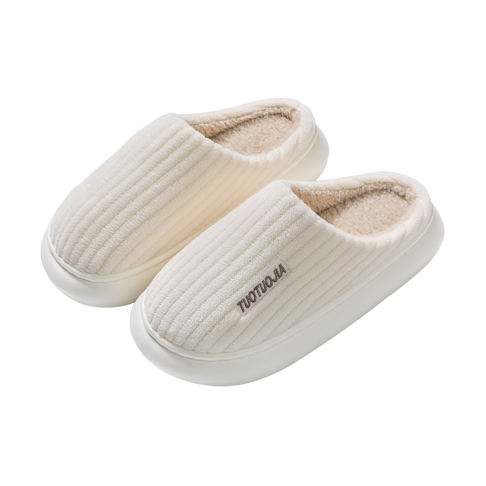 Ladies' Indoor Home Warm Fluffy Anti-slip Cotton Slippers foto 2