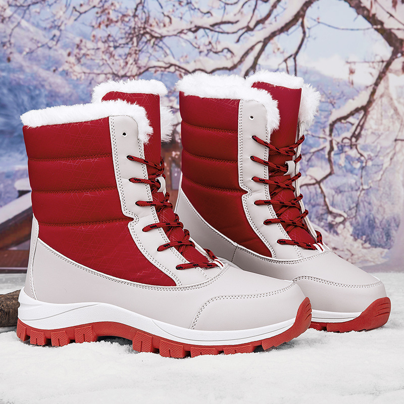 Winter Cotton Boots Outdoor Women's Fleece Lined Padded Warm Keeping Snow Boots foto 5
