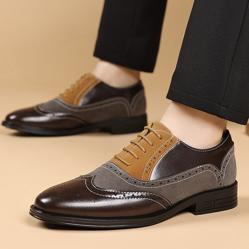 Plus Size Male Brogue Pointed Casual Leather Shoes foto 2