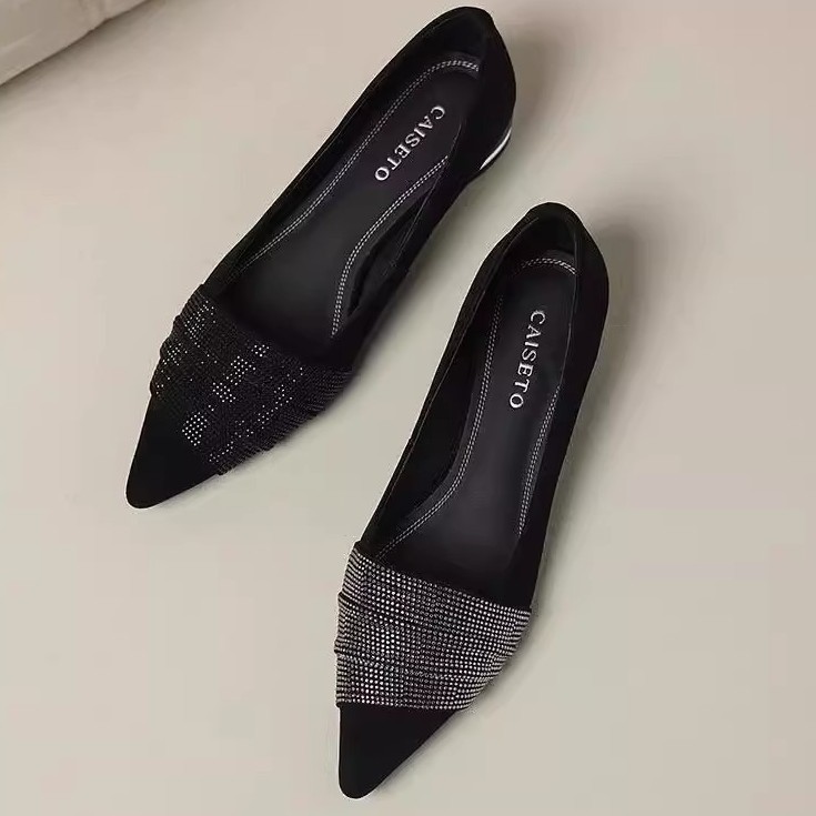 Pointed-toe Rhinestone Slip-on Low-cut Womens Shoes foto 3