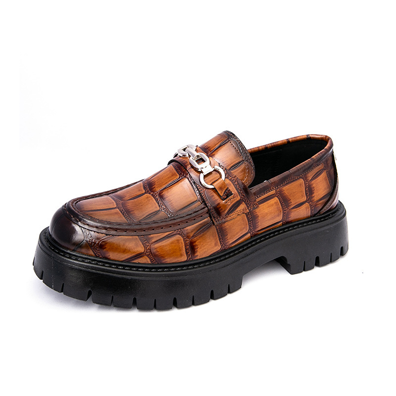 Autumn Men's Fashion Platform Increased Plus Size Crocodile Pattern Loafers foto 5