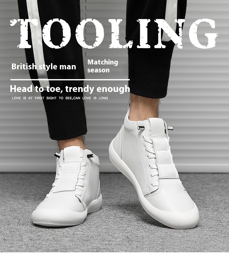 Men's Leather High-top Casual Ankle Boots foto 4