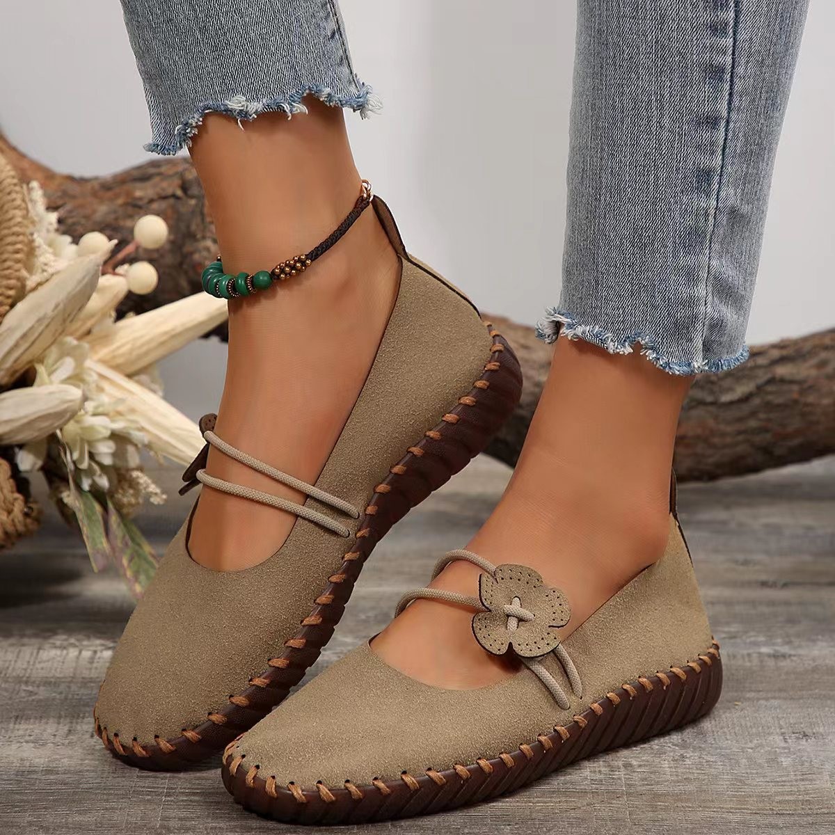 Retro Lightweight Womens Breathable Round-toe Shoes With Soft Soles foto 5