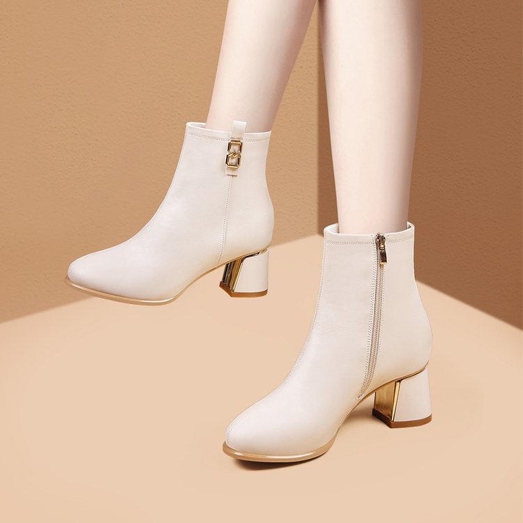 Womens Chunky-heeled Shoes With A Side-zip Design foto 2