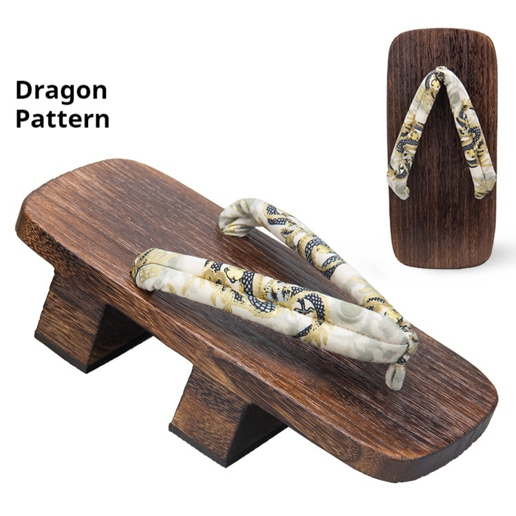 Men's Two-tooth Clogs For Seaside Beach Outdoor Wear Chinese Wind Dragon Pattern Slippers foto 2