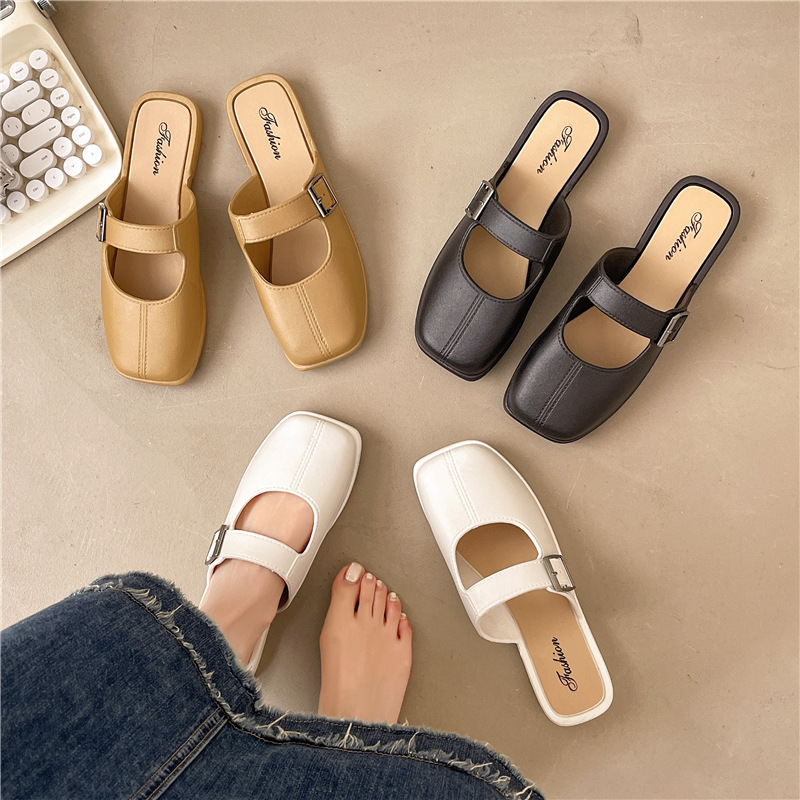 French Style Vintage Closed Toe Flat Slippers For Women foto 5