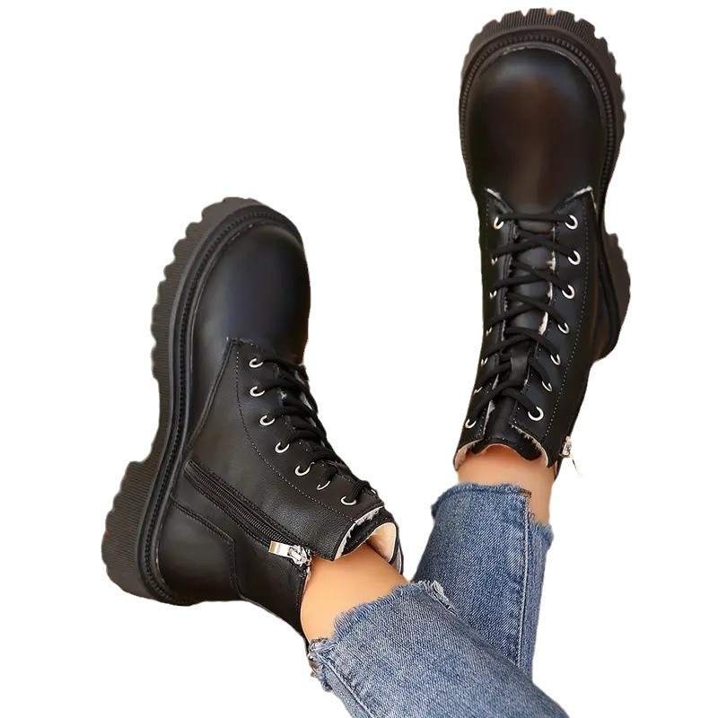 Versatile Motorcycle-style Ankle Boots With A Thick Sole foto 5
