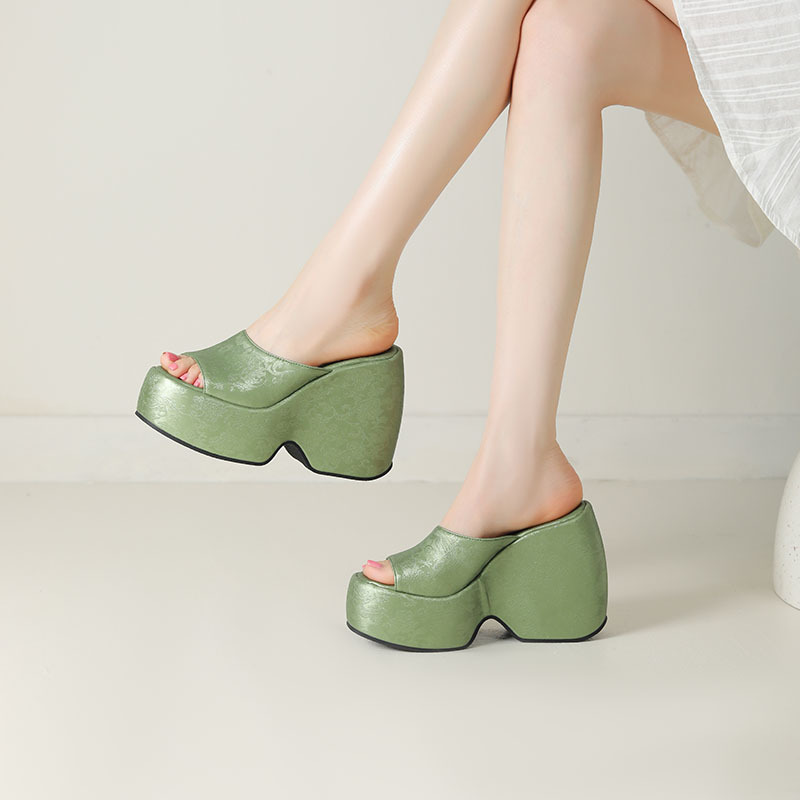 Wedge Heel Jacquard Plus-Size Open-Toe Platform Sandals foto 5
