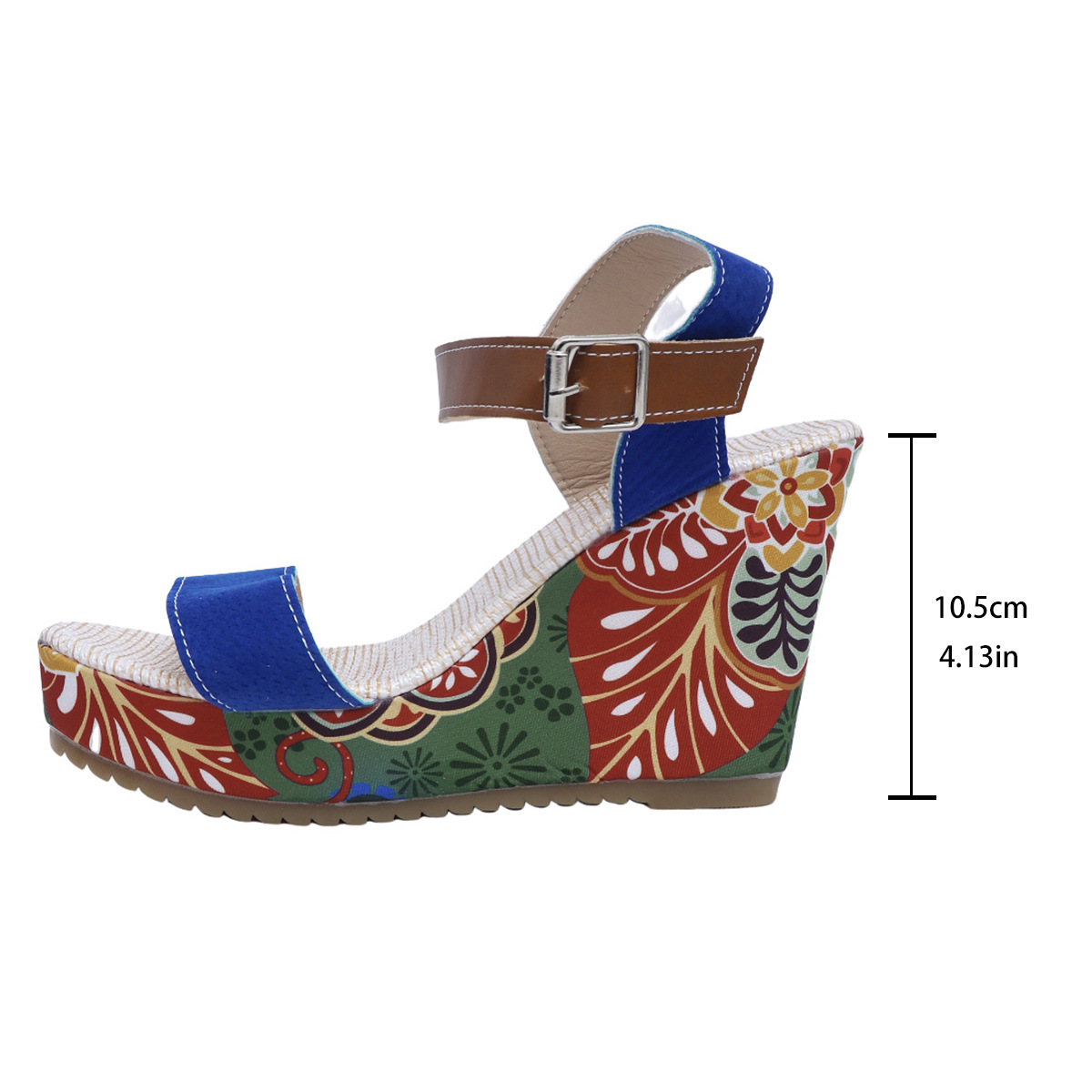 Women's Open Toe Ethnic Style Platform Wedge Sandals foto 4