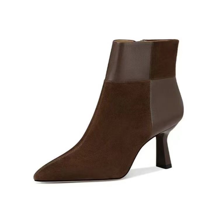 Slimming Brown Stiletto Ankle Boots foto 4