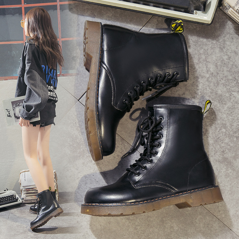 Stylish Round-toe Lace-up Chunky-soled Womens Casual All-match Dr Martens-style Boots foto 2