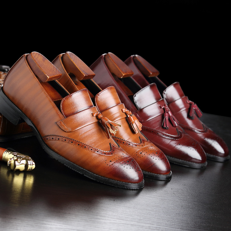 Casual Fashion Brogue Fringed Leather Shoes Men foto 5