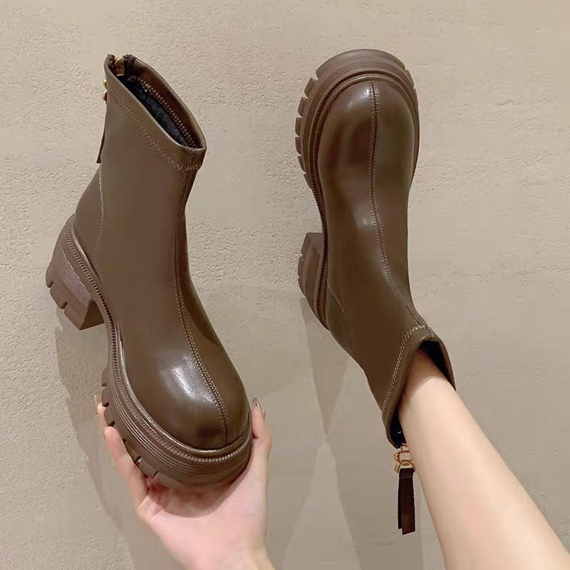 Height-increasing White Platform Thick Sole British Style Ankle Boots foto 3