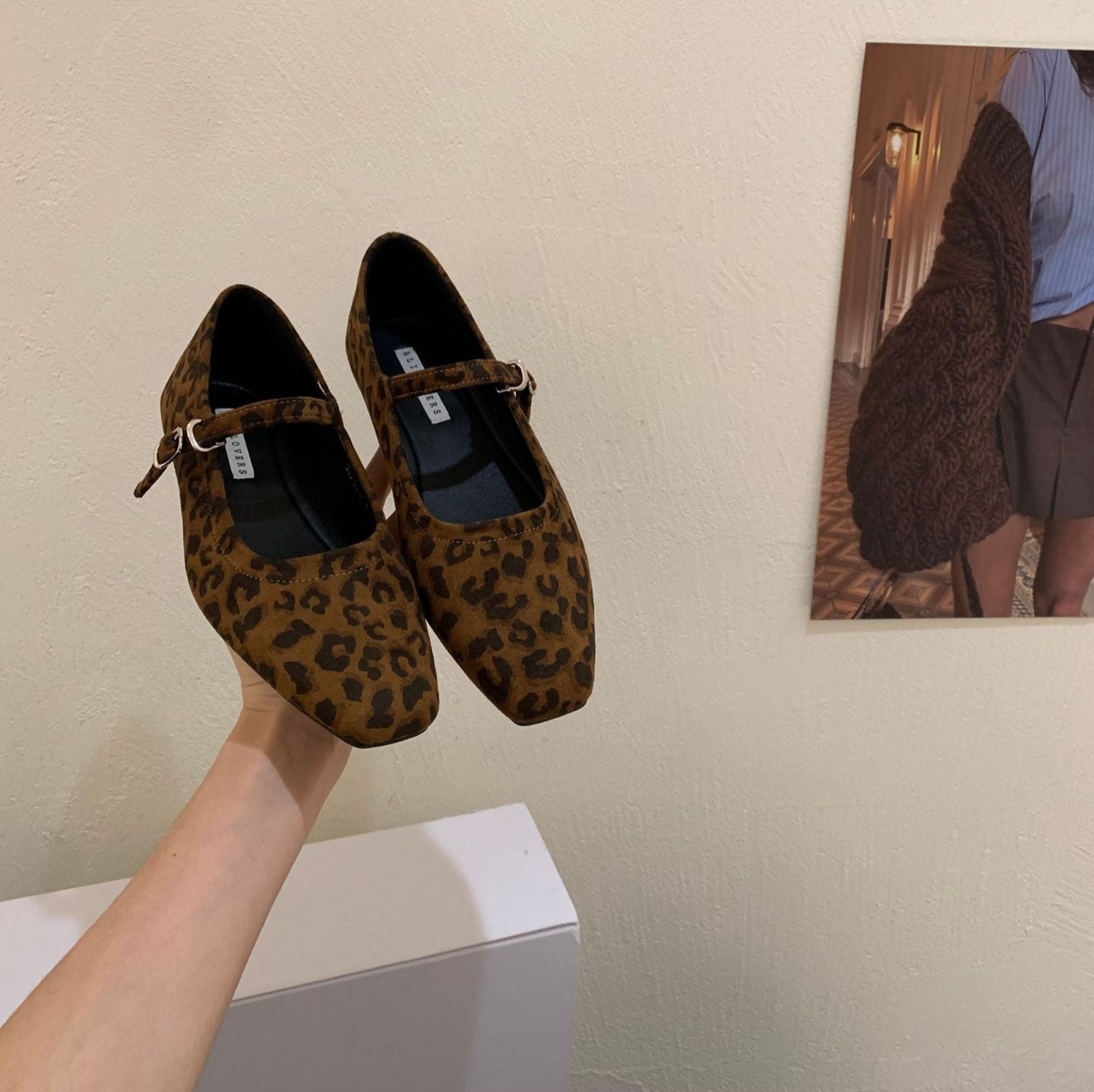 Vintage Suede Black Leather Flat Shoes Women's Buckle Comfortable Soft Bottom foto 4