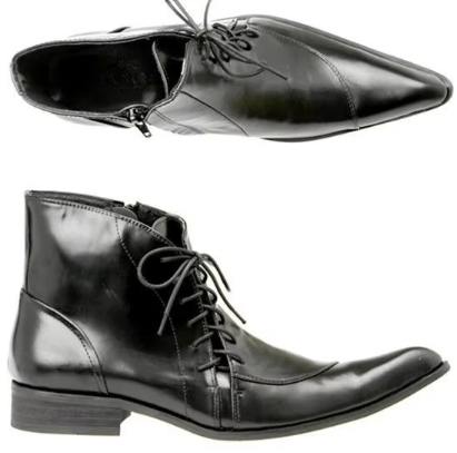 Korean Style British Leather Pointed Men's Boots Fashionable Breathable Men's Shoes foto 3