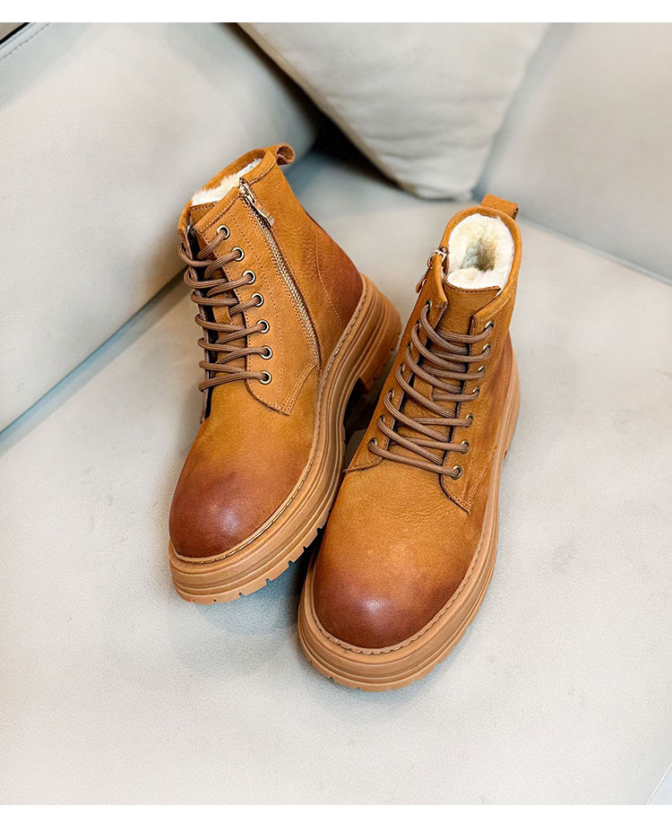 Sheepskin Fur Snow Boots Men's Thick Bottom Non-slip Dr Martens Boots foto 3