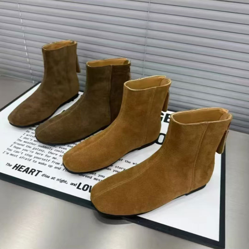 Versatile Retro Round Toe Matte Leather Casual Ankle Boots foto 3