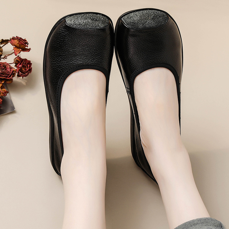 First Layer Cow Autumn Leather Shoes Flat Heel Comfort foto 2
