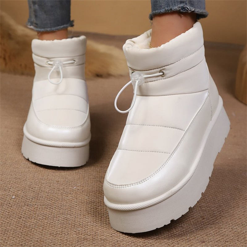 Womens Fleece-Lined Warm Elastic-Cuff Short Boots With Cotton Lining foto 3