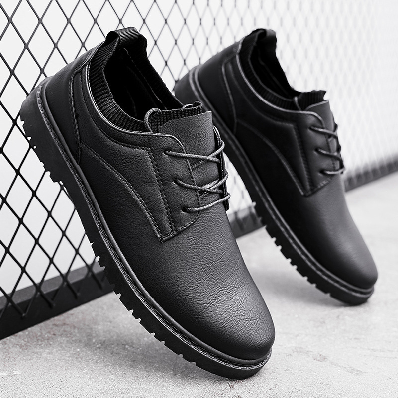 Men's Leather British Autumn Winter Youth Work Shoes foto 5