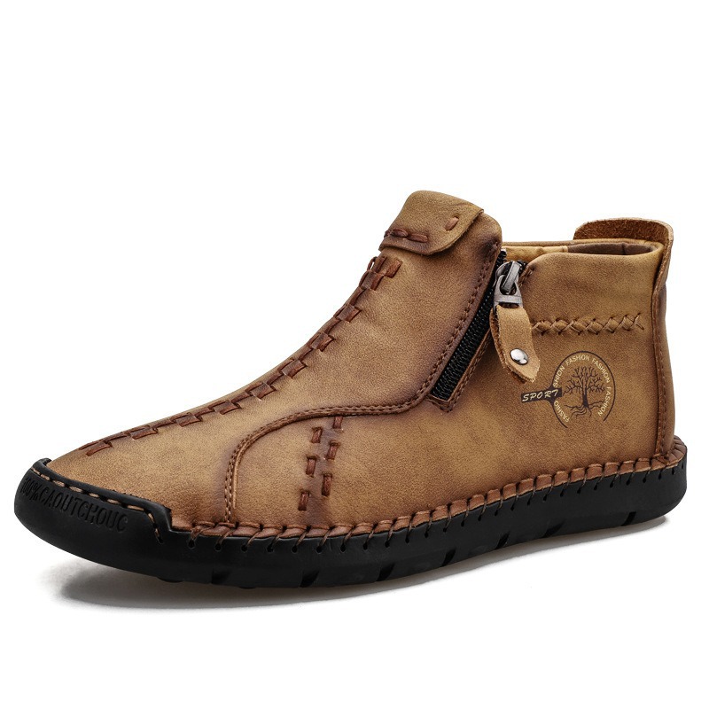 High-top Handmade Leather Shoes Thick Bottom Boots foto 5