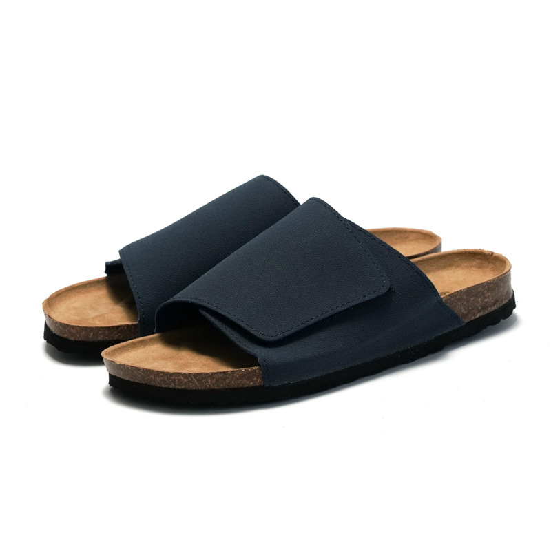 Cork Slippers Male Leather Version Platform Slippers Retro Slip-on Lazy Shoes foto 2