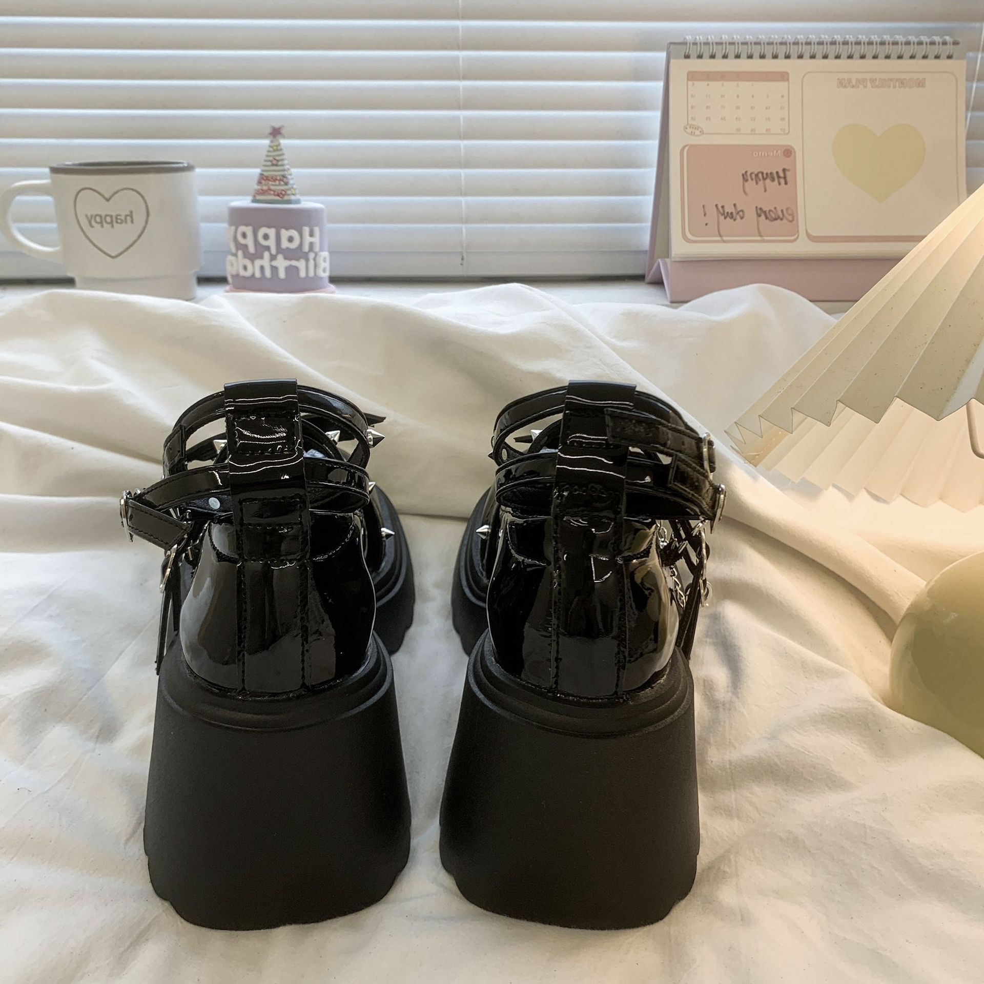 Fashion Bat Cosplay Metal Chain Buckle Lolita Shoes foto 4