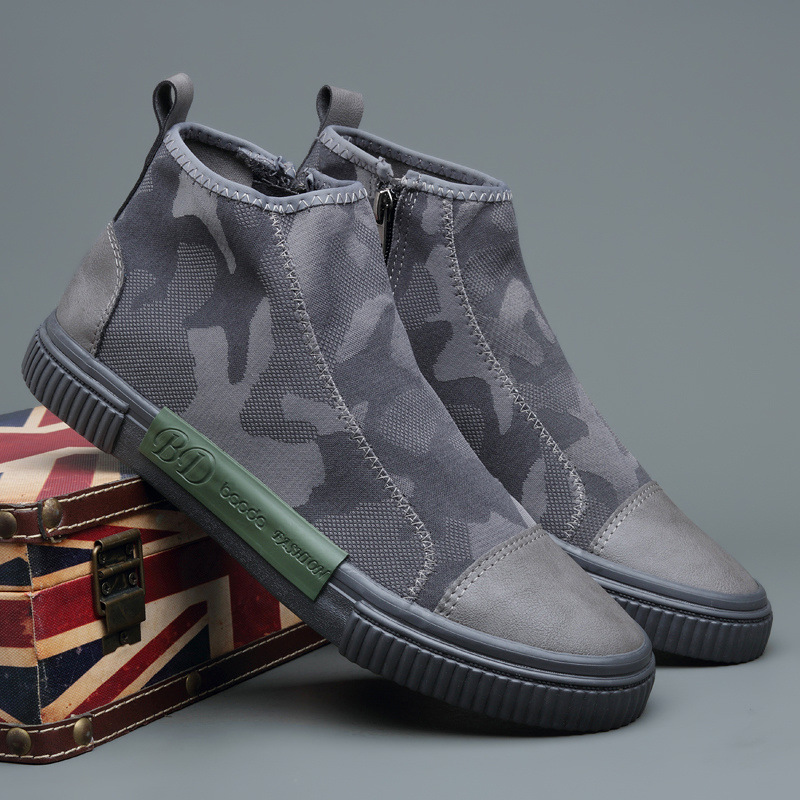 Men's High-top Canvas Slip-on Lazy Camouflage Trend Versatile Breathable Casual Shoes foto 4