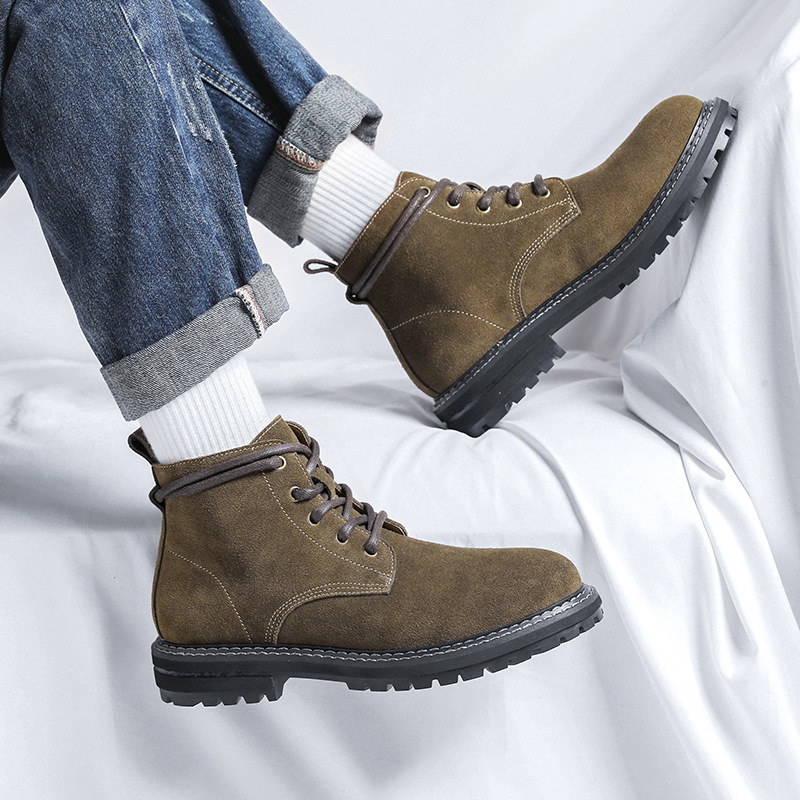 Suede Leather Autumn And Winter Mid-top Boots foto 3