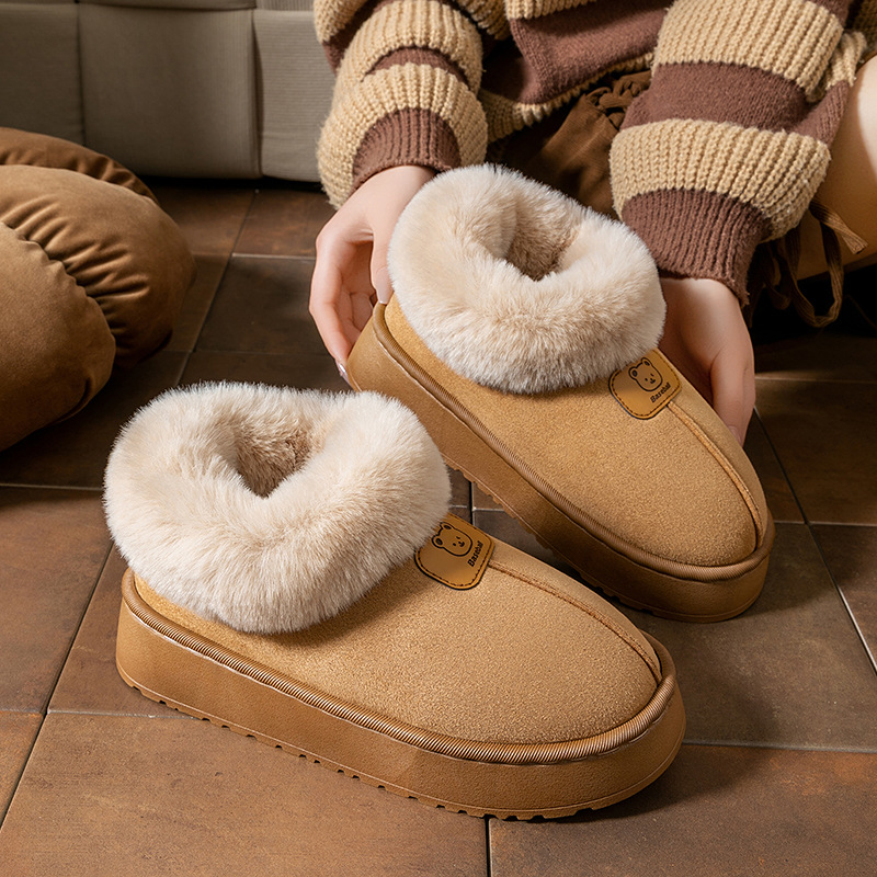 Ankle Wrap Cotton Slippers Women's Fashion Thick Snow Boots foto 2