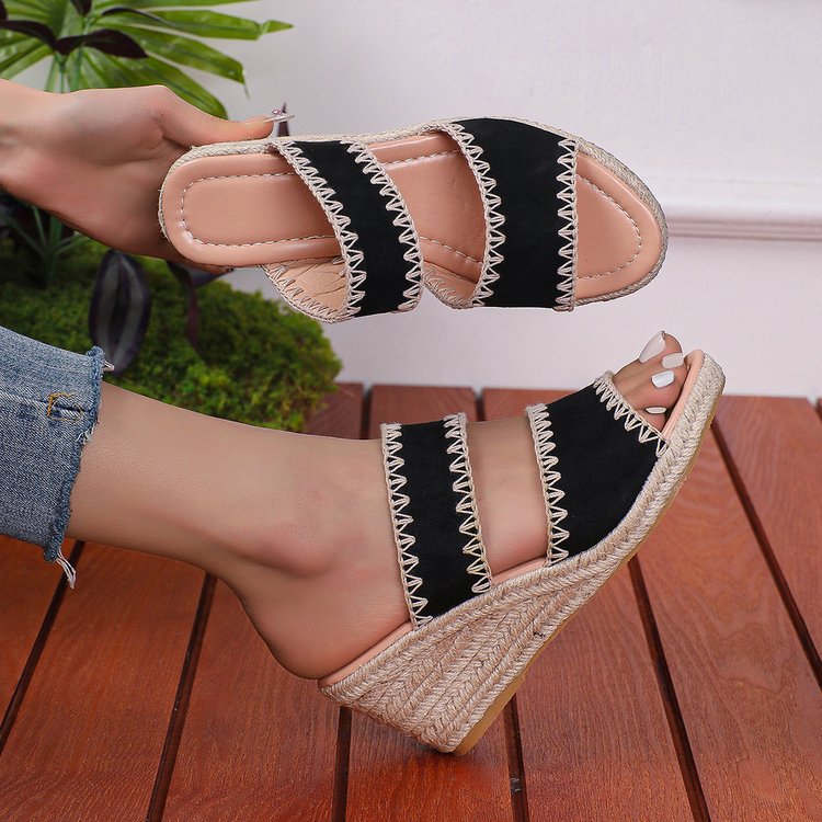 Hemp Rope Retro Fashion Plus Size Women's Slippers foto 5