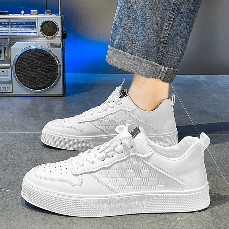 Casual Lace-up Sneakers Men Fashion Breathable Plaid Flats Shoes foto 4