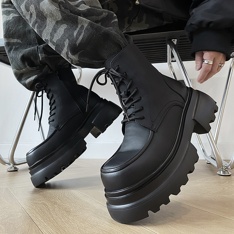 Height Increasing 7CM Lace-up Platform High-top Casual Martin Boots foto 5