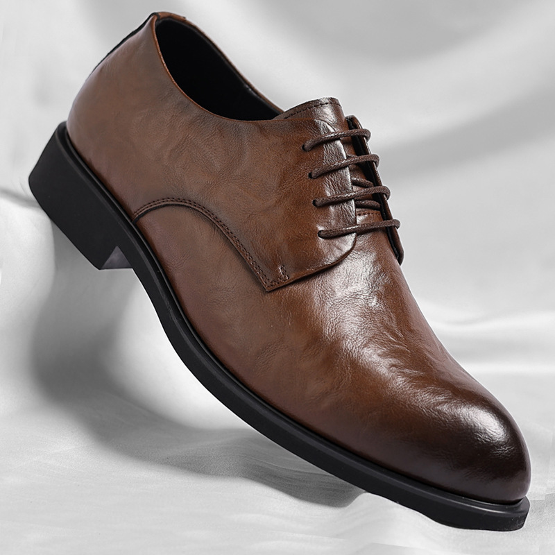 Men's Retro Formal Business Pointed Leather Shoes foto 2