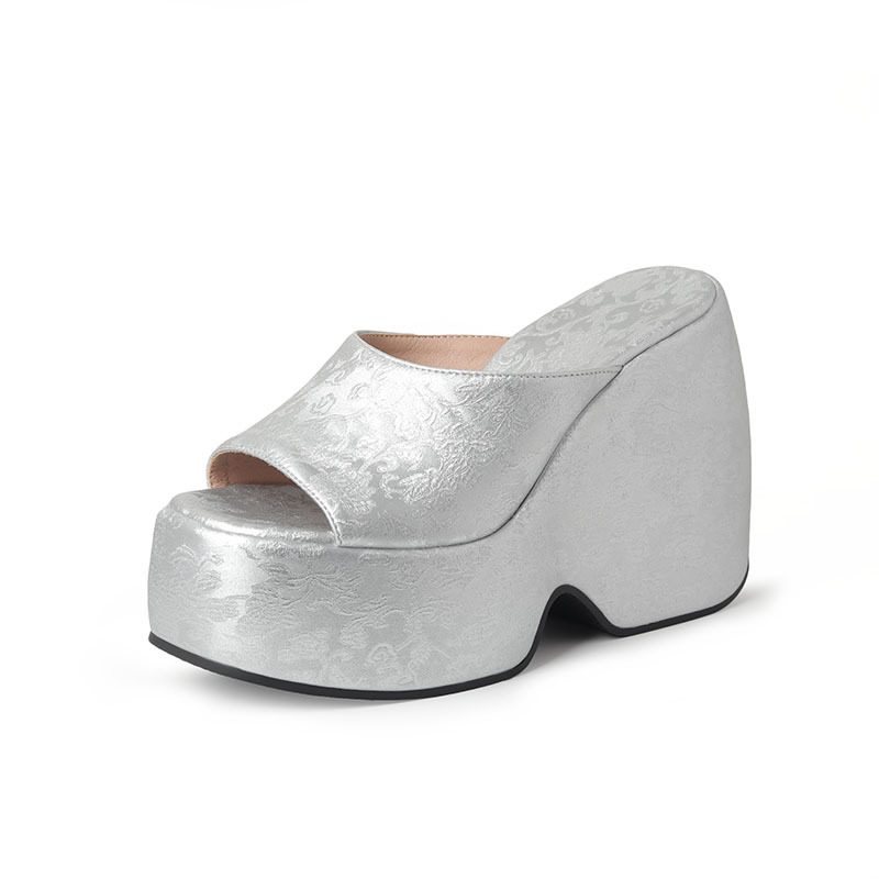 Wedge Heel Jacquard Plus-Size Open-Toe Platform Sandals foto 3