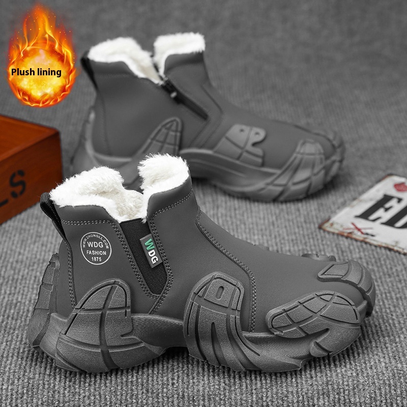 Men's Solid Color Tooling Fleece Lined Martin Boots foto 4