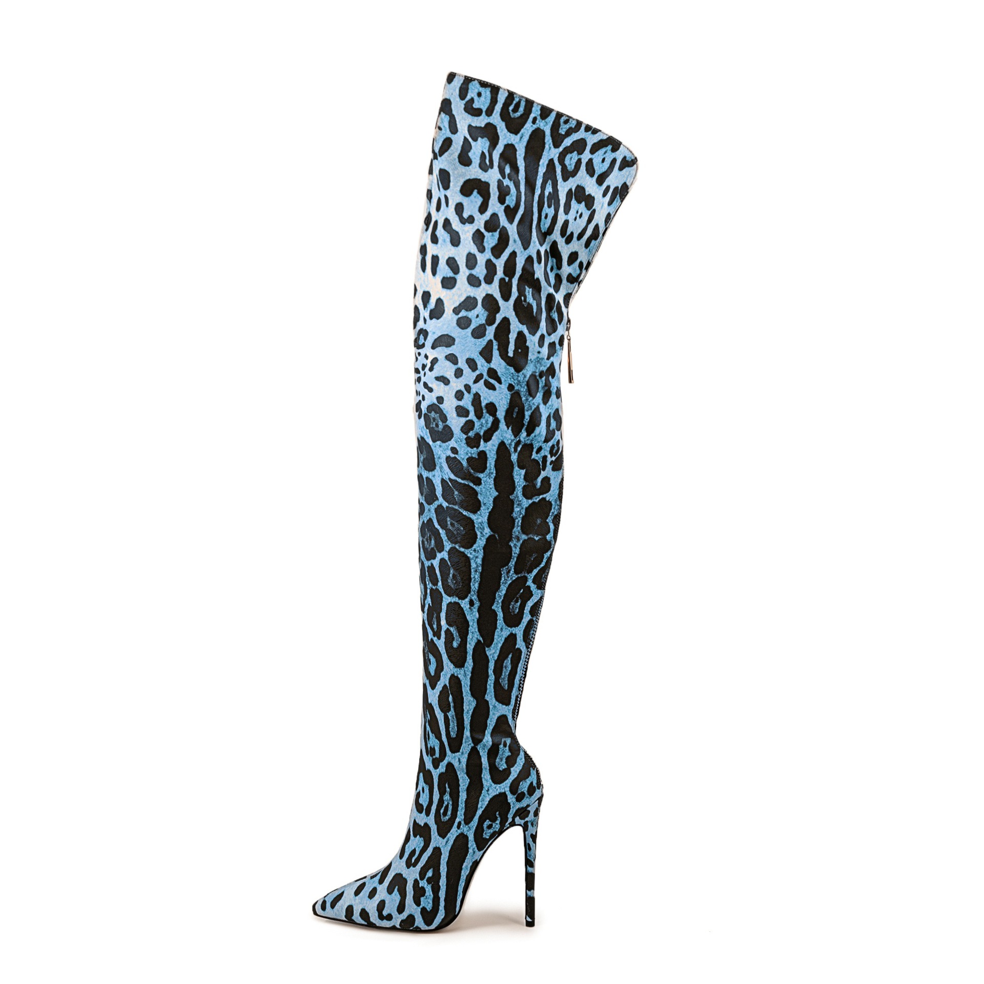 Pointed-toe Stiletto Leopard Print Stretch Thin Boots Nightclub Bar Pole Dance foto 3